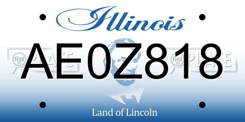 AE0Z818 Illinois License Plate