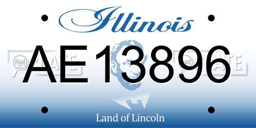 AE13896 Illinois License Plate