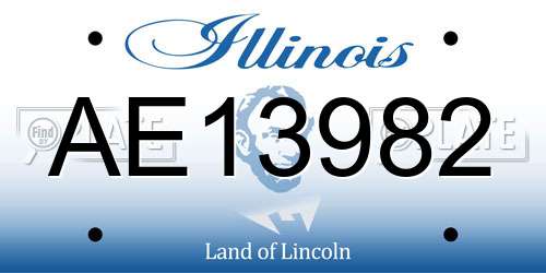 AE13982 Illinois License Plate