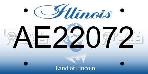 AE22072 Illinois License Plate