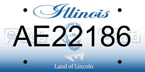 AE22186 Illinois License Plate