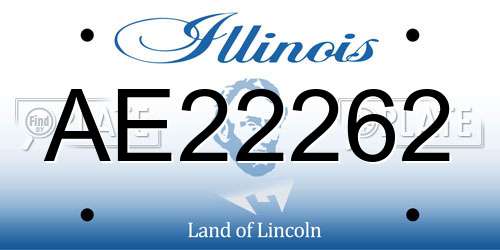 AE22262 Illinois License Plate