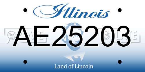AE25203 Illinois License Plate