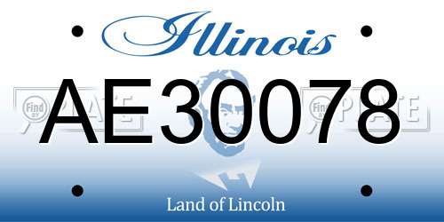 AE30078 Illinois License Plate