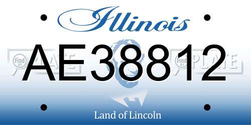 AE38812 Illinois License Plate