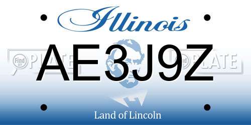AE3J9Z Illinois License Plate