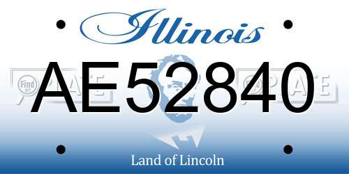 AE52840 Illinois License Plate