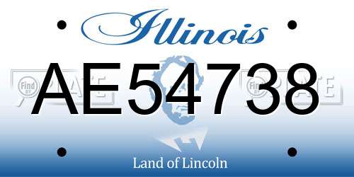 AE54738 Illinois License Plate