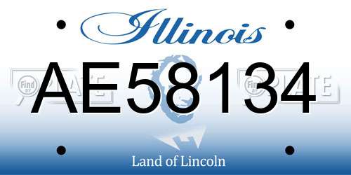 AE58134 Illinois License Plate