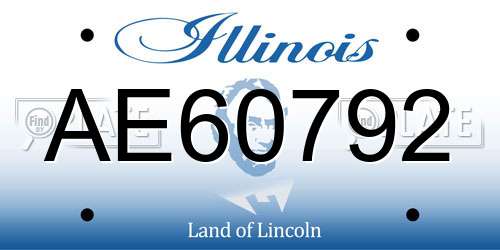 AE60792 Illinois License Plate