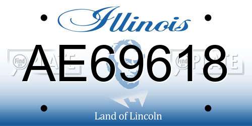 AE69618 Illinois License Plate