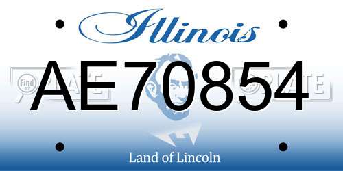 AE70854 Illinois License Plate