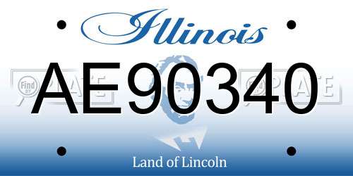 AE90340 Illinois License Plate