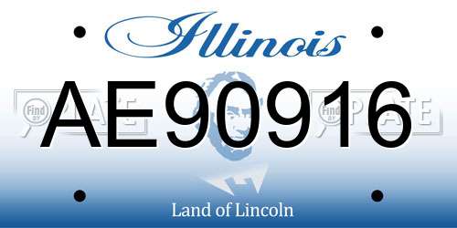 AE90916 Illinois License Plate