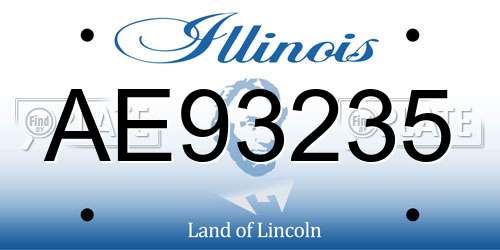 AE93235 Illinois License Plate