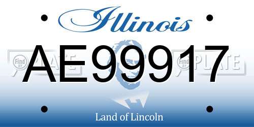 AE99917 Illinois License Plate