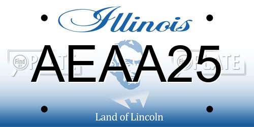 AEAA25 Illinois License Plate