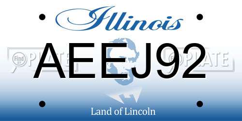 AEEJ92 Illinois License Plate
