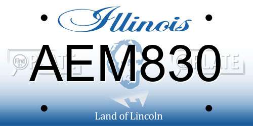 AEM830 Illinois License Plate