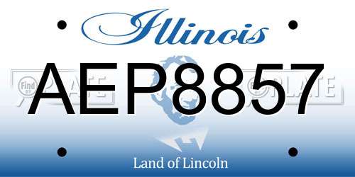 AEP8857 Illinois License Plate