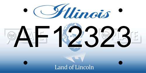 AF12323 Illinois License Plate