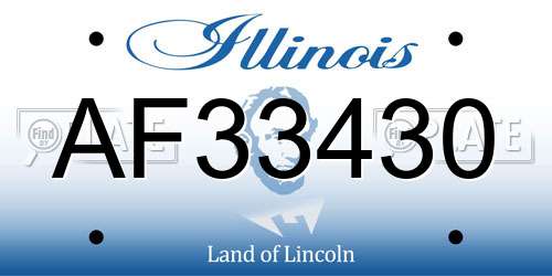 AF33430 Illinois License Plate