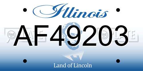 AF49203 Illinois License Plate
