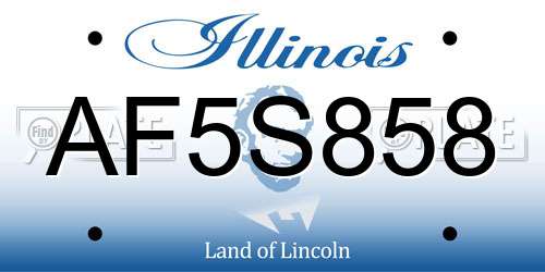 AF5S858 Illinois License Plate