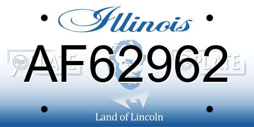 AF62962 Illinois License Plate