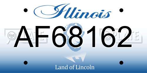 AF68162 Illinois License Plate