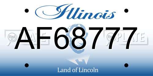 AF68777 Illinois License Plate