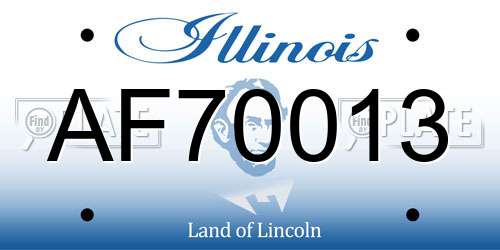 AF70013 Illinois License Plate