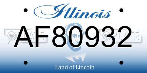AF80932 Illinois License Plate