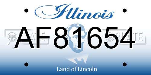AF81654 Illinois License Plate