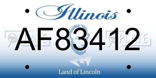 AF83412 Illinois License Plate