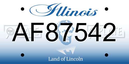 AF87542 Illinois License Plate