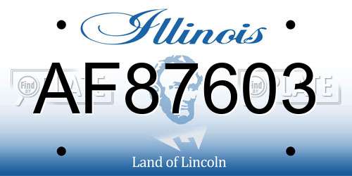 AF87603 Illinois License Plate