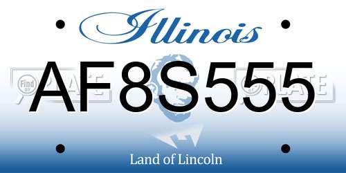 AF8S555 Illinois License Plate