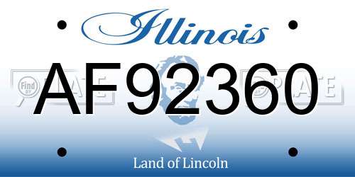 AF92360 Illinois License Plate