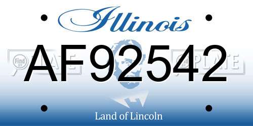 AF92542 Illinois License Plate