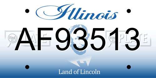 AF93513 Illinois License Plate