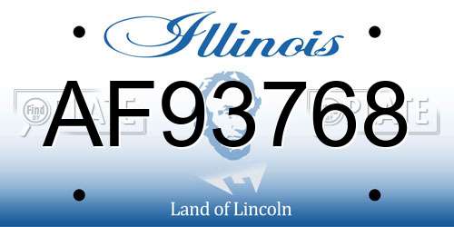 AF93768 Illinois License Plate