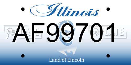 AF99701 Illinois License Plate