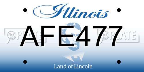 AFE477 Illinois License Plate