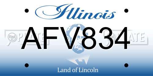 AFV834 Illinois License Plate