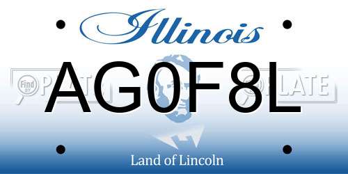 AG0F8L Illinois License Plate