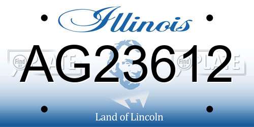 AG23612 Illinois License Plate