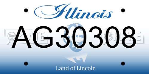 AG30308 Illinois License Plate