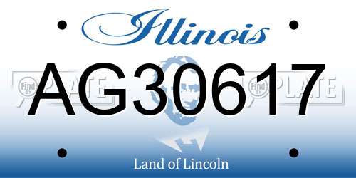 AG30617 Illinois License Plate