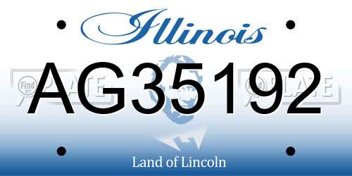 AG35192 Illinois License Plate